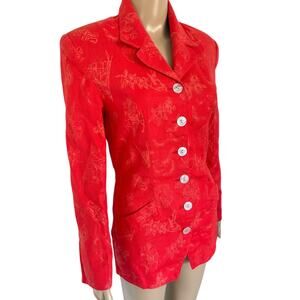 VTG Artsy Celestial Coastal Fairy Coquette Office Blazer Jacket Linen Orange S